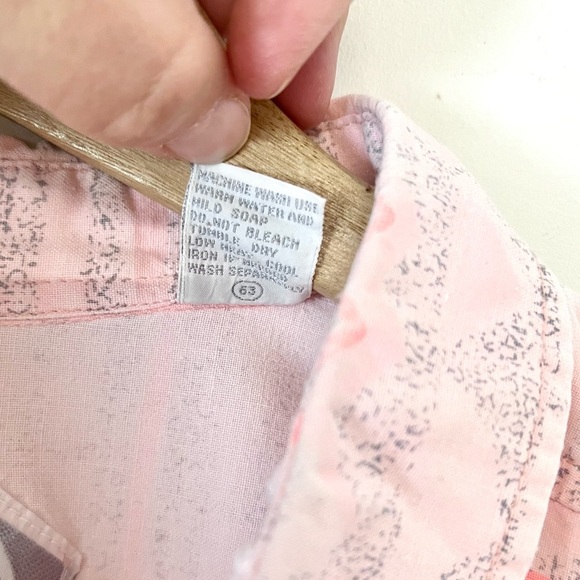 Permit Vintage Pink 80s Print Button-Up Collared Cotton Short Sleeve Shirt XL - Picture 7 of 9